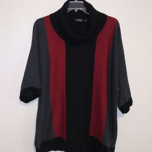 Black/gray&maroon color Tunic Sweater